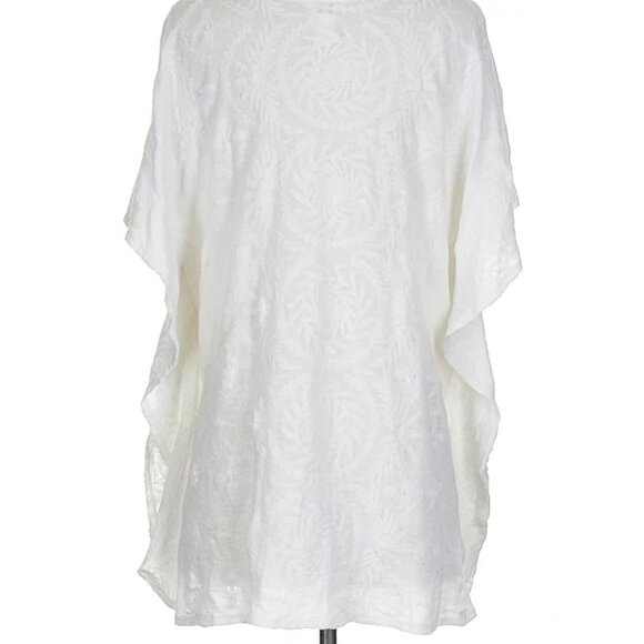 Chico's Sz S/M Embroidered Poncho Style Hi/Lo Boho Blouse - Picture 3 of 11